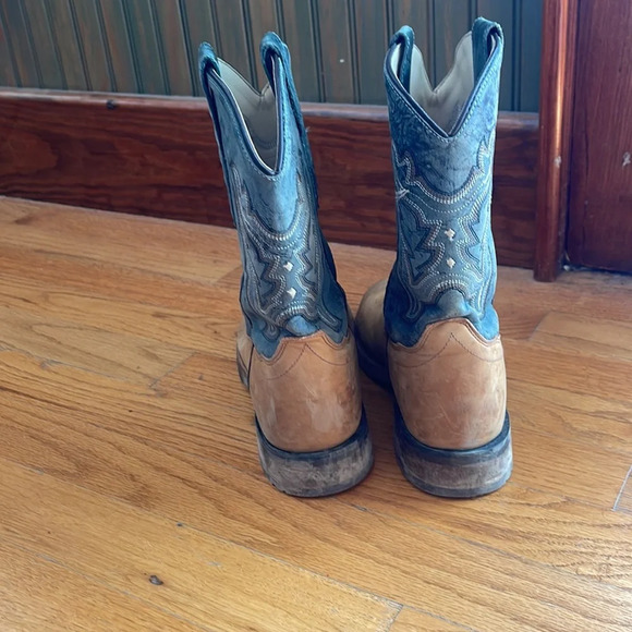 Old West boys green and tan boots size 4.5D - Picture 2 of 7